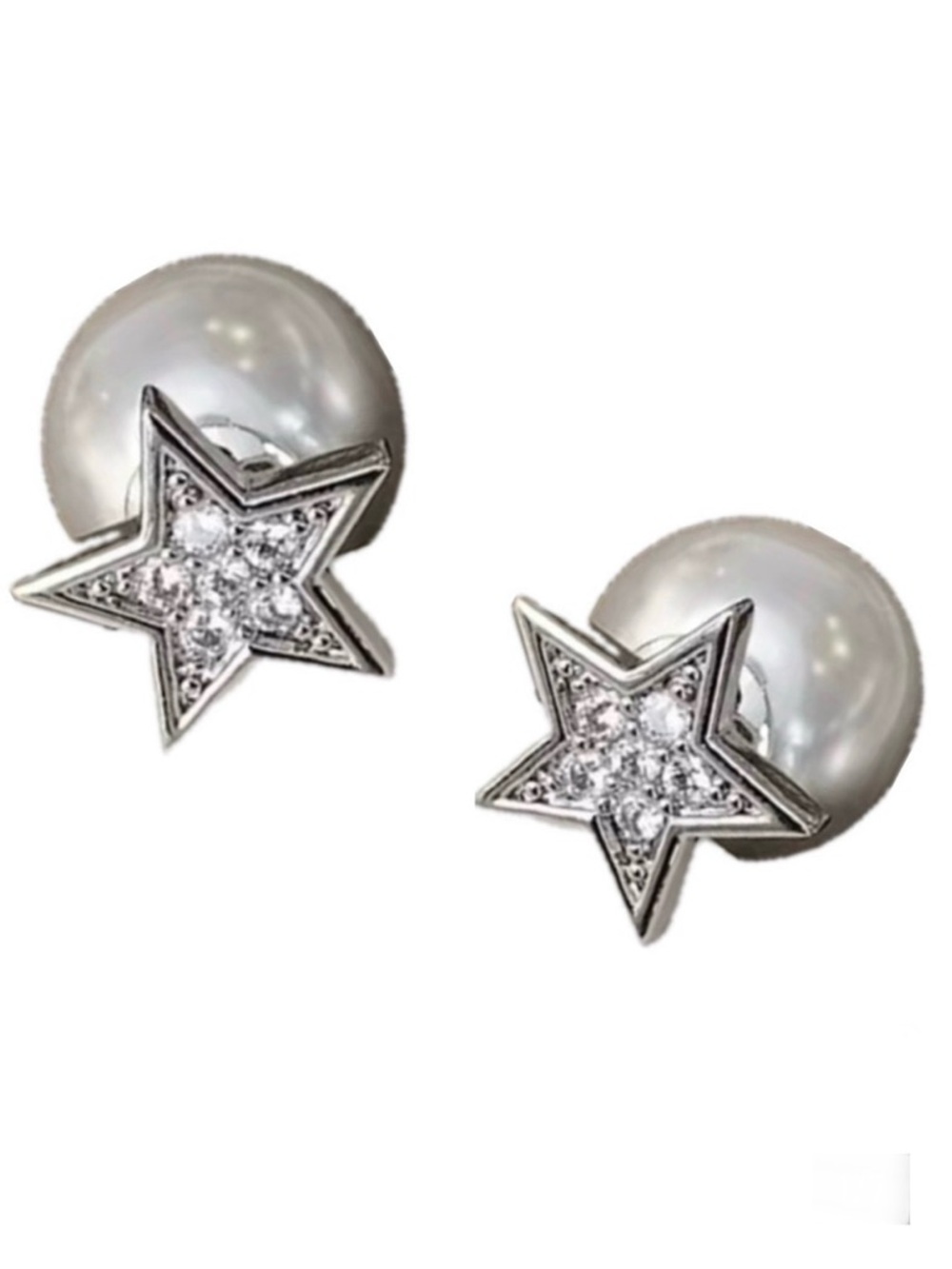 KATE SPADE NEW YORK ♠️ SOMETHING SPARKLY SILVER STAR PEARL BACKED EARRINGS